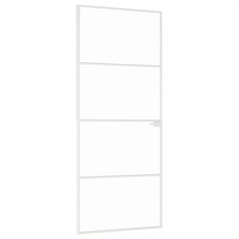 Binnendeur 83x201,5 cm gehard glas en aluminium smal wit 2