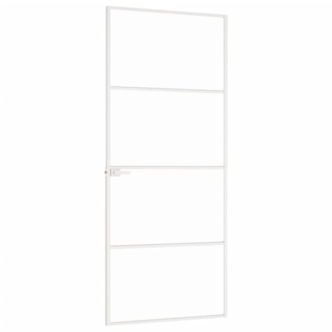 Binnendeur 83x201,5 cm gehard glas en aluminium smal wit 4