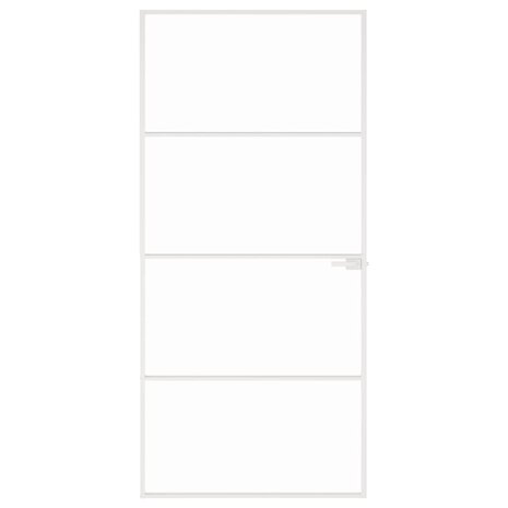 Binnendeur 93x201,5 cm gehard glas en aluminium smal wit 3