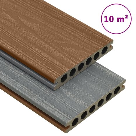 Terrasplanken met accessoires 10 m² 4 m HKC bruin en grijs 1