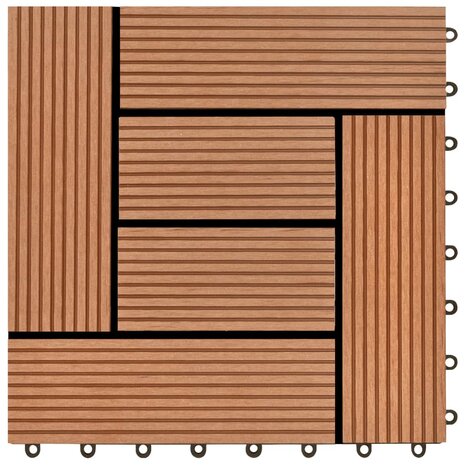 Terrastegels 11 stuks 30 x 30 cm WPC 1 m2 bruin 5