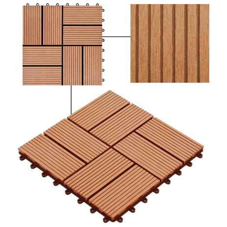 Terrastegels 30x30 cm 1 m² HKC teakkleur 11 st 4