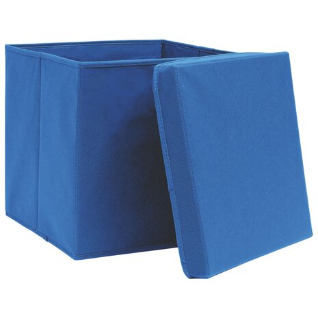  Opbergboxen met deksel 4 st 32x32x32 cm stof blauw 4