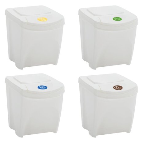 Vuilnisbakken 4 st stapelbaar 100 L polypropeen wit 3