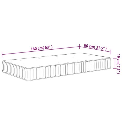 Pocketveringmatras voor kinderen middelhard 80x160 cm 9