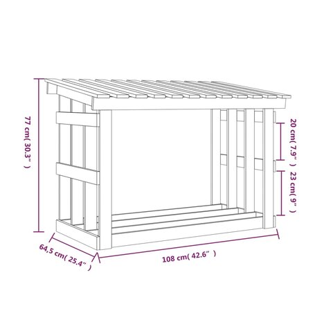 Haardhoutrek 108x64,5x77 cm massief grenenhout wit 8