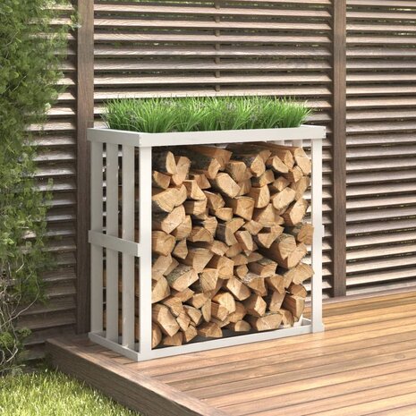 Houtblokhouder 108x52x106 cm massief grenenhout wit 1