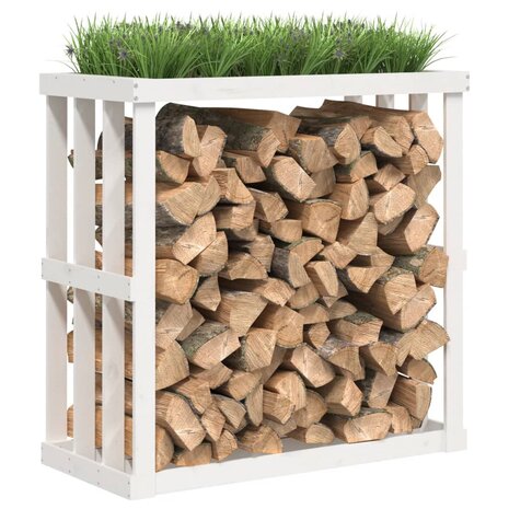 Houtblokhouder 108x52x106 cm massief grenenhout wit 9