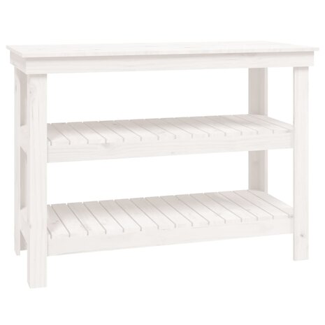 Werkbank 110,5x50x80 cm massief grenenhout wit 2