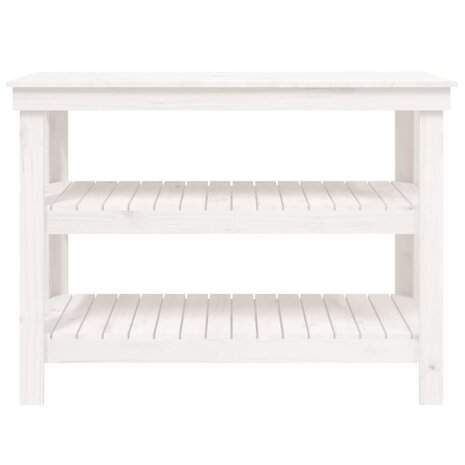 Werkbank 110,5x50x80 cm massief grenenhout wit 5