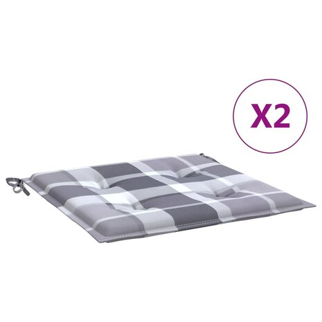 Tuinstoelkussens 2 st 40x40x3 cm oxford stof ruitpatroon grijs 2