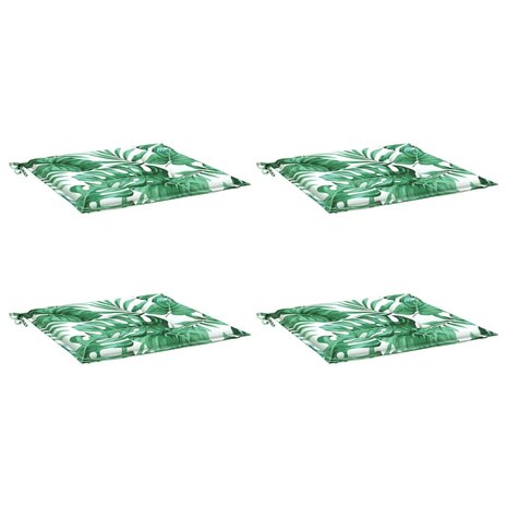 Stoelkussens 4 st bladpatroon 40x40x3 cm stof 3