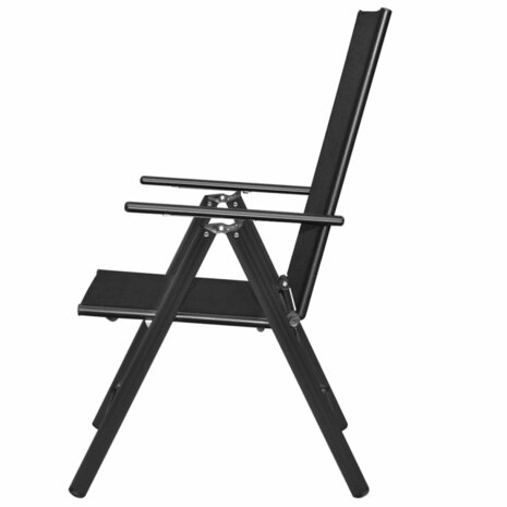 Tuinstoelen inklapbaar 2 st aluminium en textileen zwart 3