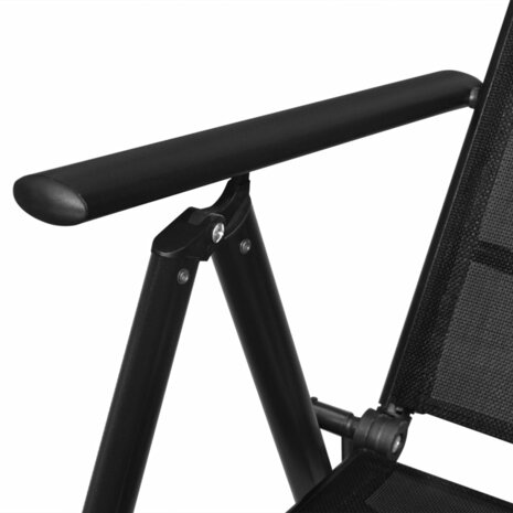 Tuinstoelen inklapbaar 2 st aluminium en textileen zwart 5