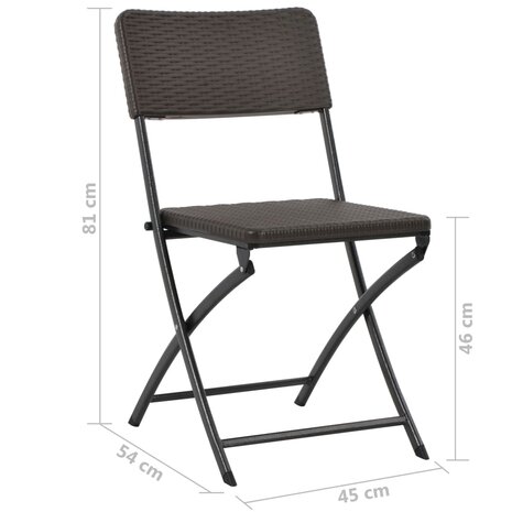 Tuinstoelen inklapbaar 2 st HDPE en staal bruin 9