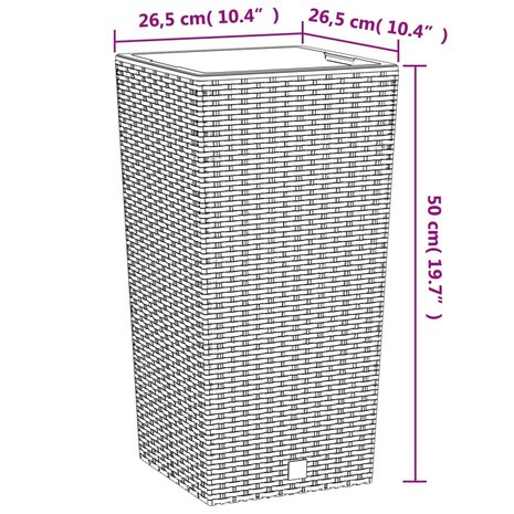 Plantenbak uitneembare bak rattan-look 11/26,5 L PP antraciet 7