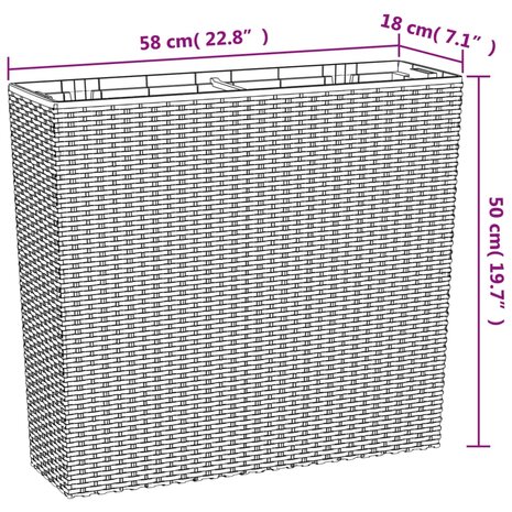 Plantenbak met uitneembare bak rattan-look 12/44 L PP antraciet 8