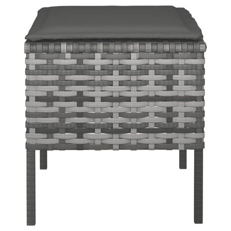 Tuinvoetenbanken 4 st met kussens poly rattan grijs 6