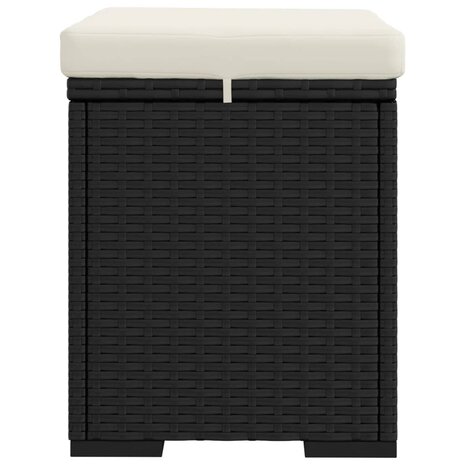 Hocker met kussen 40x30x40 cm poly rattan zwart 6
