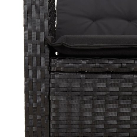7-delige Tuinset met kussens poly rattan zwart 8