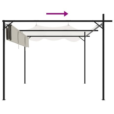 Pergola met uitschuifbaar dak 295x292x230 crèmekleurig 6