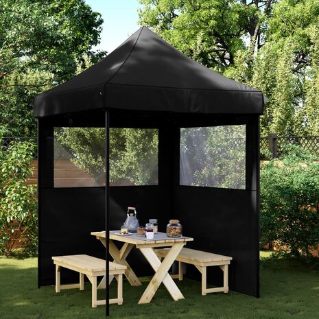 Partytent inklapbaar pop-up met 2 zijwanden zwart 1