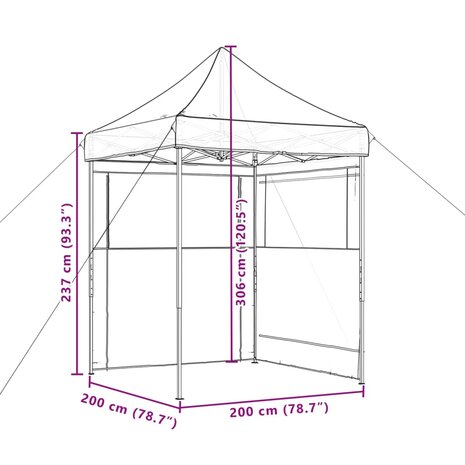 Partytent inklapbaar pop-up met 2 zijwanden zwart 9