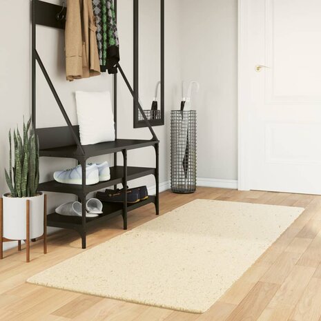 Vloerkleed HUARTE laagpolig zacht wasbaar 80x200 cm crème 1