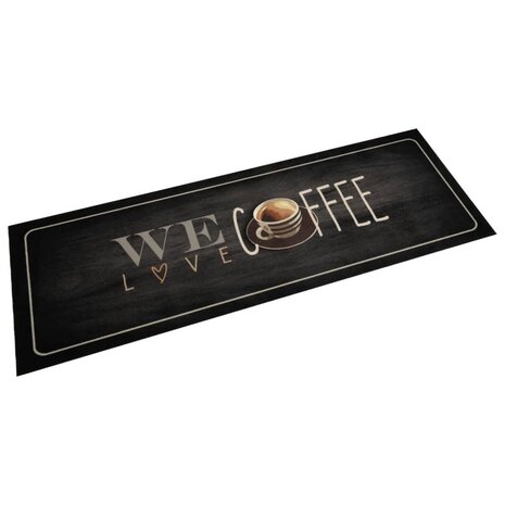 Keukenmat wasbaar koffietekst 60x180 cm fluweel 1