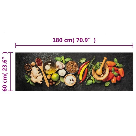 Keukenmat wasbaar kruidenprint 60x180 cm fluweel 5