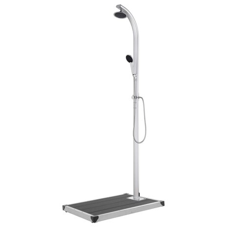Buitendouche met grijze basis 220 cm aluminium 1
