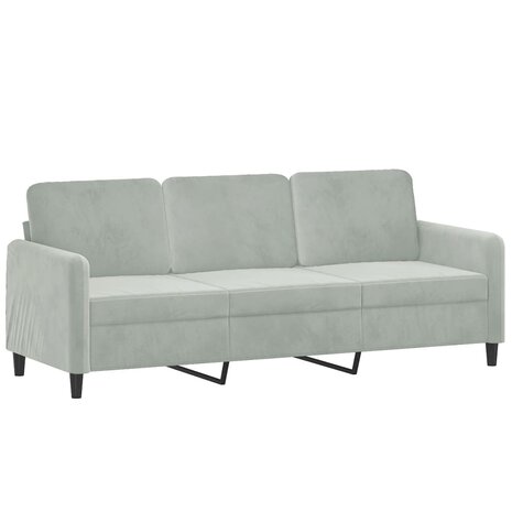 Driezitsbank met voetenbank 180 cm fluweel lichtgrijs 4