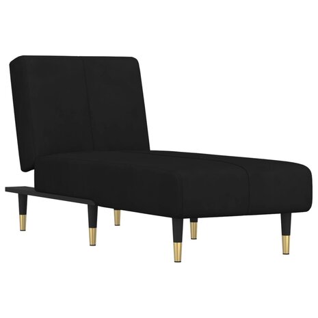 Chaise longue fluweel zwart 2