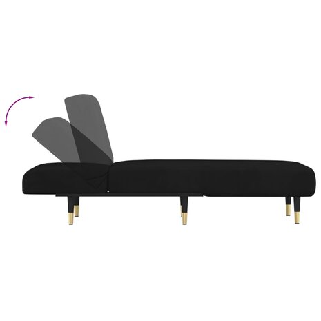 Chaise longue fluweel zwart 6