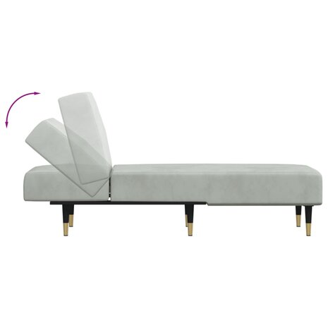 Chaise longue fluweel lichtgrijs 6