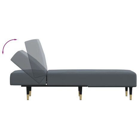 Chaise longue fluweel donkergrijs 6