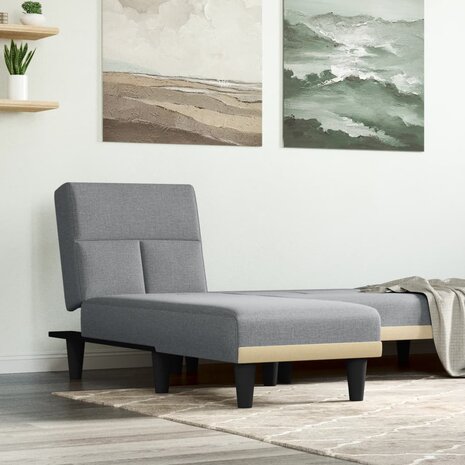Chaise longue stof lichtgrijs 1