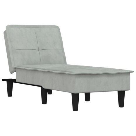 Chaise longue fluweel lichtgrijs 2