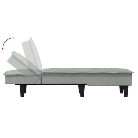 Chaise longue fluweel lichtgrijs 6
