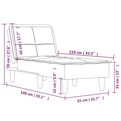 Chaise longue fluweel lichtgrijs 9