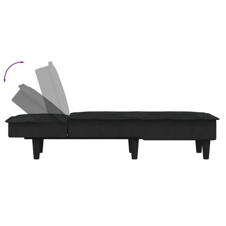 Chaise longue fluweel zwart 6