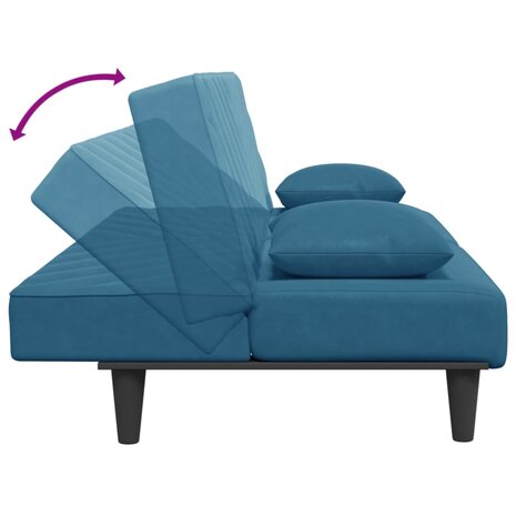 2-delige Loungeset met kussens fluweel blauw 6