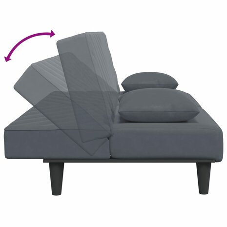 2-delige Loungeset met kussens fluweel donkergrijs 6