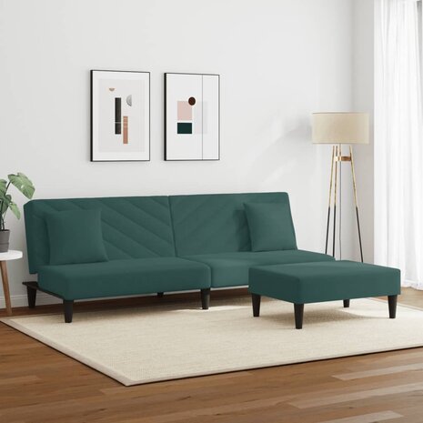 2-delige Loungeset met kussens fluweel donkergroen 3