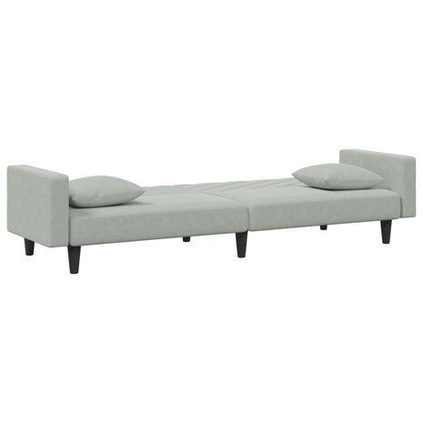 2-delige Loungeset met kussens fluweel lichtgrijs 5