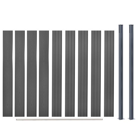 Schuttingpaneelset 180x186 cm HKC grijs 7