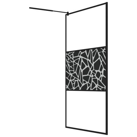 Inloopdouchewand met stenenmotief 115x195 cm ESG-glas zwart 5