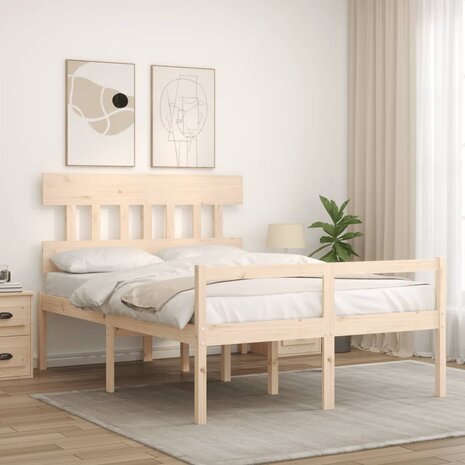 Seniorenbed met hoofdbord massief hout 140x190 cm 3