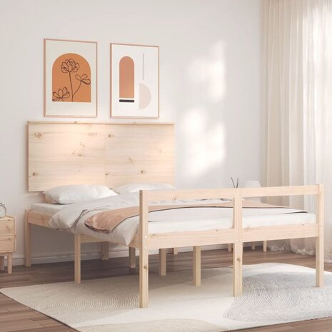 Seniorenbed met hoofdbord massief hout 140x190 cm 1