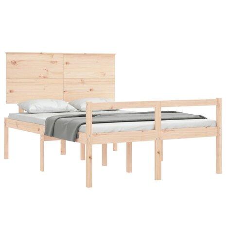 Seniorenbed met hoofdbord massief hout 140x200 cm 4